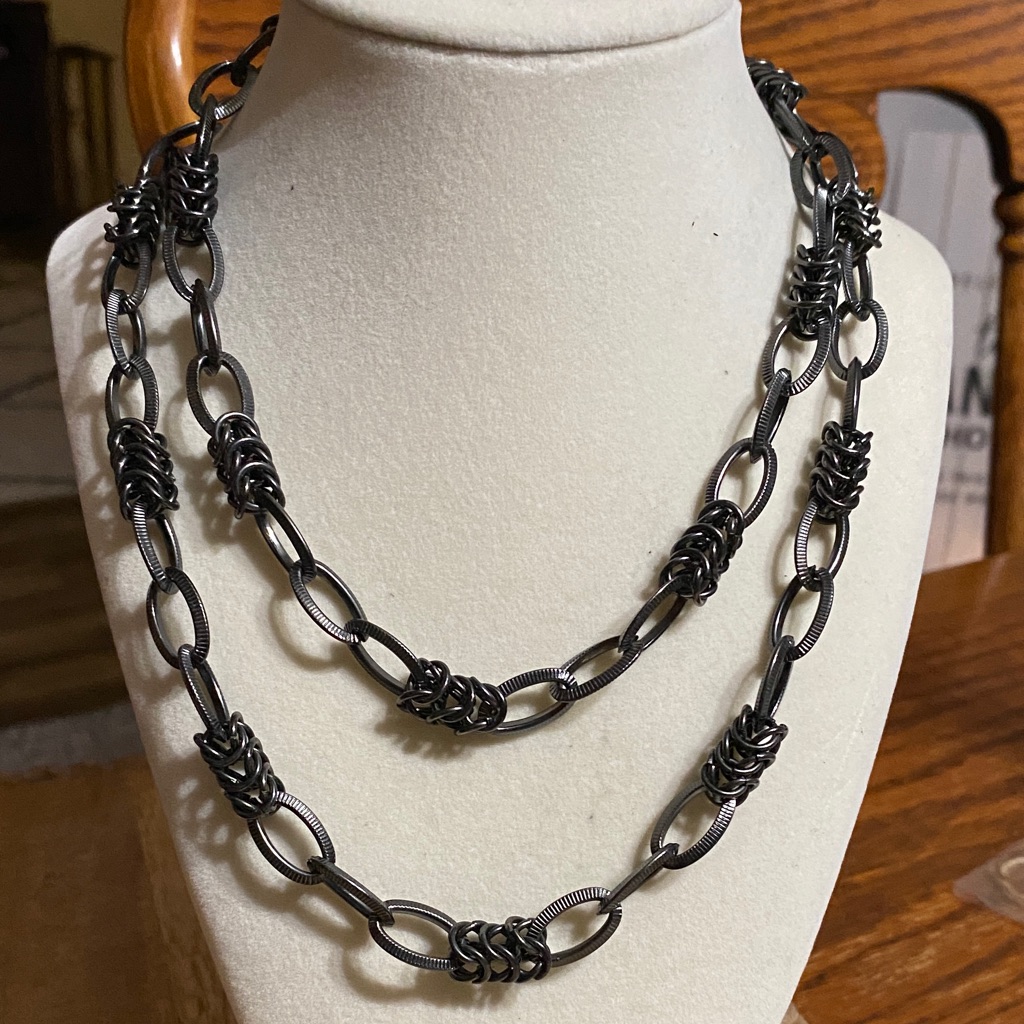 Nyc Black Textured Chain Necklace
